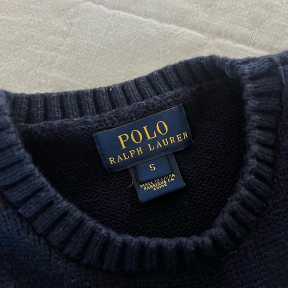 Polo by Ralph Lauren 5T toddler Navy Sweater with puppy cotton cashmere wool - Picture 2 of 6